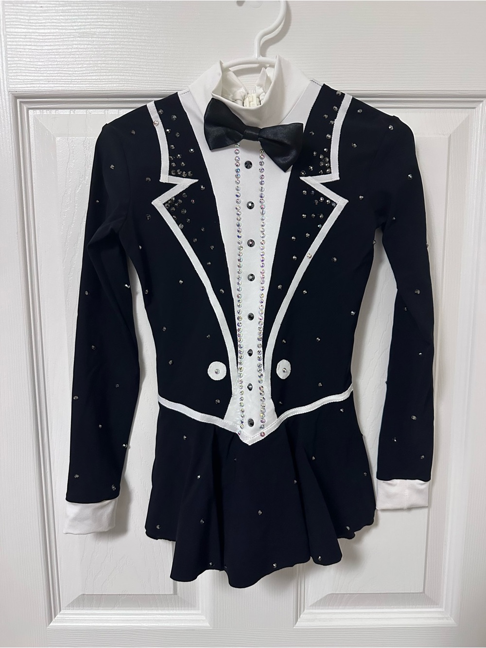 Tuxedo-style ice skating dress